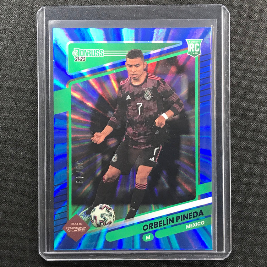 2021-22 Donruss Road To Qatar Orbelin Pineda Rookie Holo Blue Laser 39/49