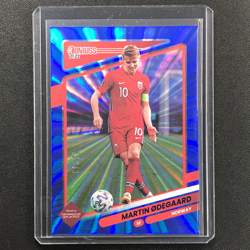 2021-22 Donruss Road To Qatar Martin Odegaard Holo Blue Laser 25/49