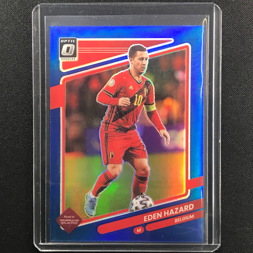 2021-22 Donruss Road To Qatar Eden Hazard Optic Blue 90/99
