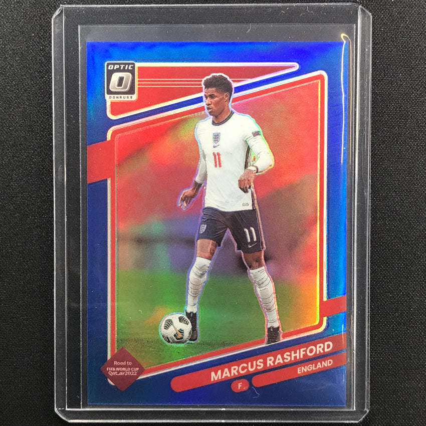 2021-22 Donruss Road To Qatar Marcus Rashford Optic Blue 34/99
