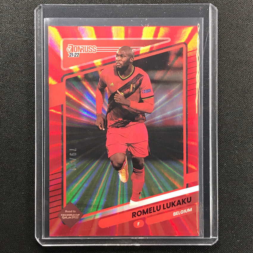 2021-22 Donruss Road To Qatar Romelu Lukaku Holo Red Laser 79/99