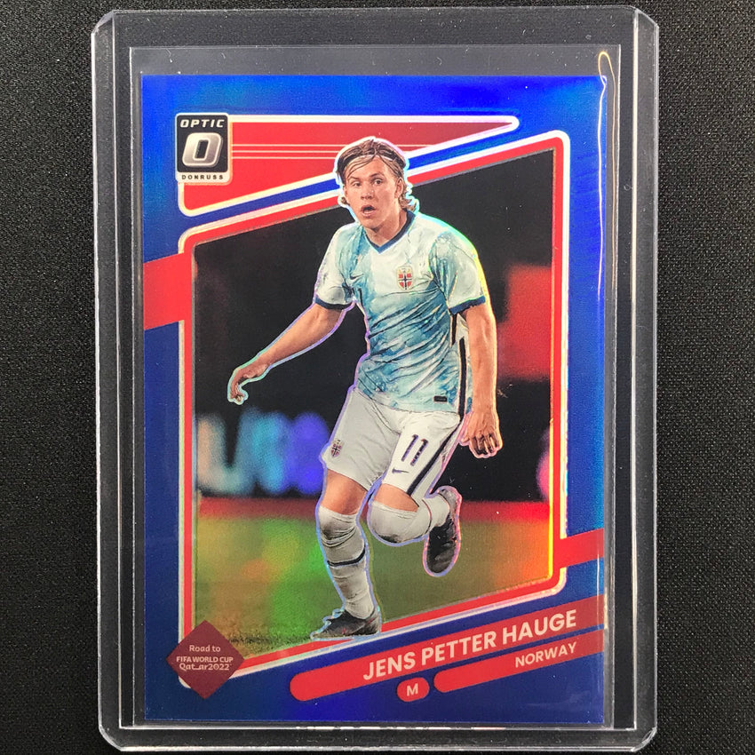 2021-22 Donruss Road To Qatar Jens Petter Hauge Optic Blue 28/99