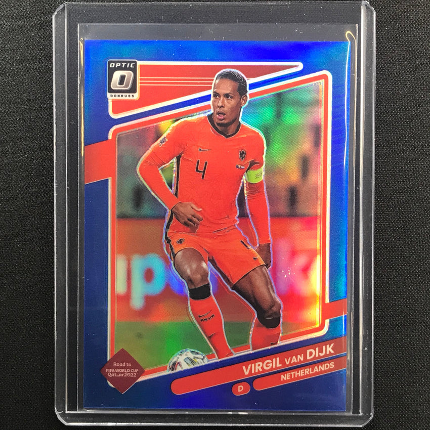 2021-22 Donruss Road To Qatar Virgil Van Dijk Optic Blue 82/99