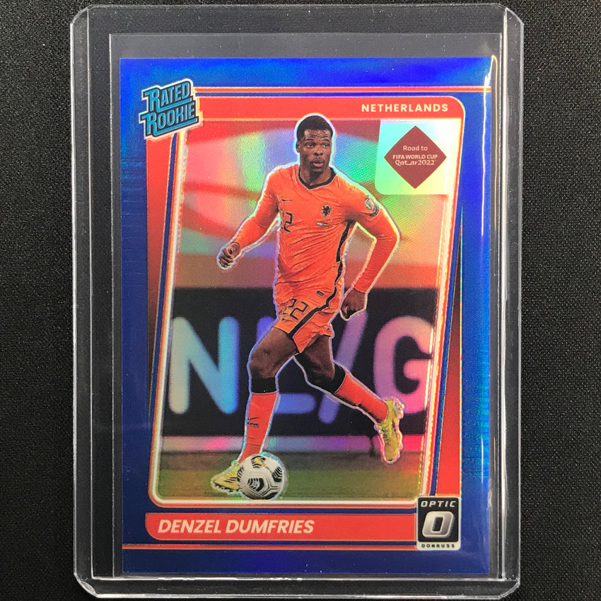 2021-22 Donruss Road To Qatar Denzel Dumfries Rated Rookie Optic Blue 97/99