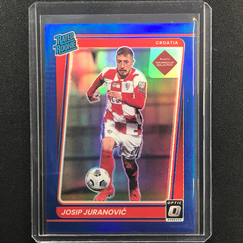 2021-22 Donruss Road To Qatar Josip Juranovic Rated Rookie Optic Blue 43/99