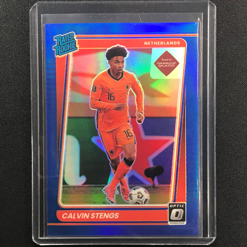 2021-22 Donruss Road To Qatar Calvin Stengs Rated Rookie Optic Blue 3/99