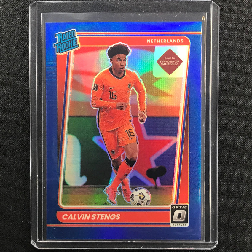 2021-22 Donruss Road To Qatar Calvin Stengs Rated Rookie Optic Blue 58/99