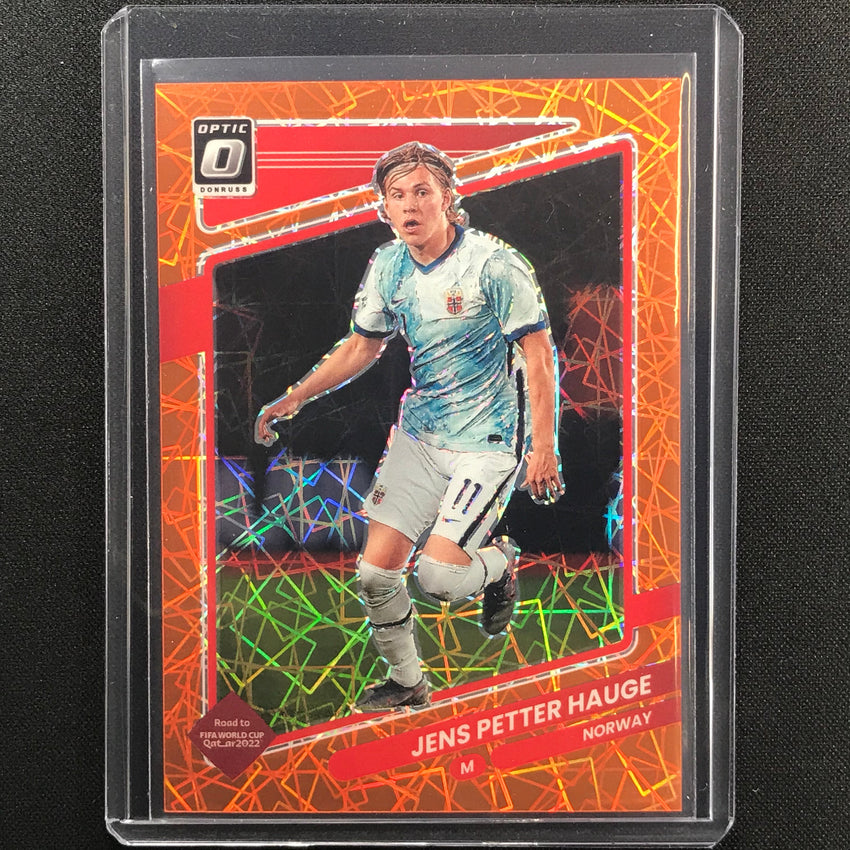 2021-22 Donruss Road To Qatar Jens Petter Hauge Optic Orange Velocity 40/49
