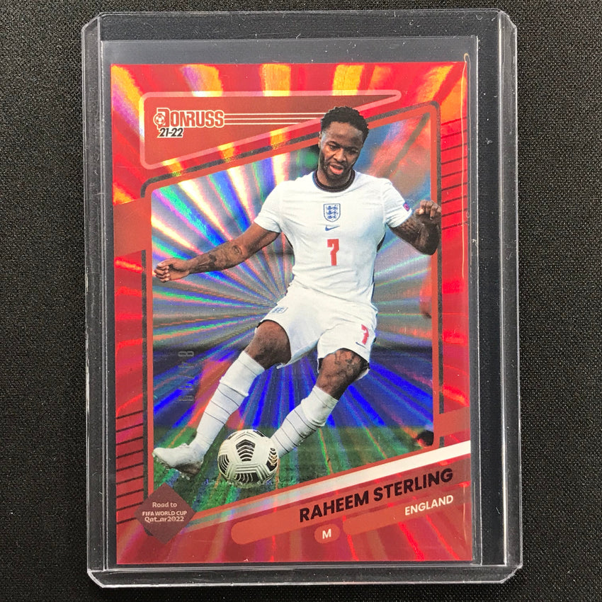 2021-22 Donruss Road To Qatar Raheem Sterling Holo Red Laser 84/99