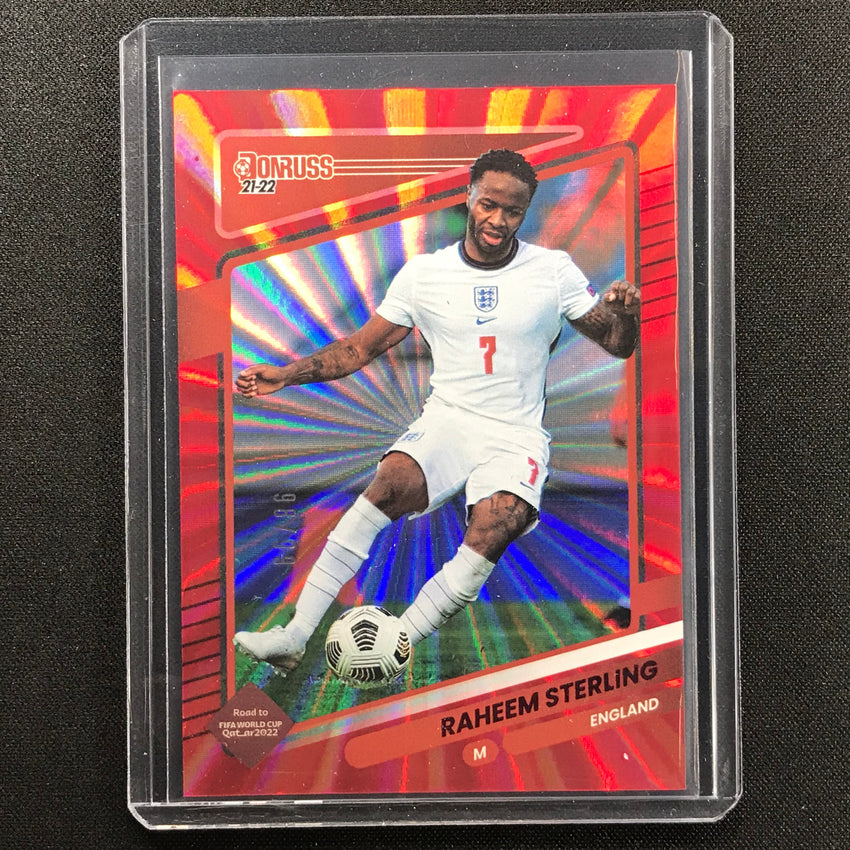 2021-22 Donruss Road To Qatar Raheem Sterling Holo Red Laser 98/99