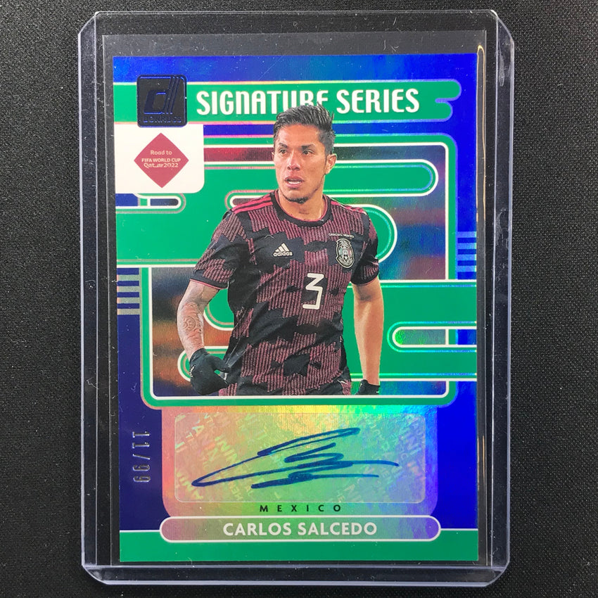 2021-22 Donruss Road To Qatar Carlos Salcedo Signature Series Auto Blue 11/99