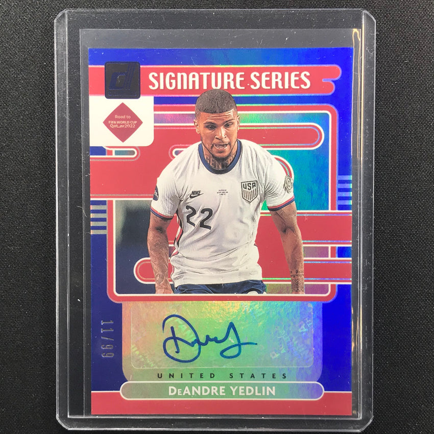 2021-22 Donruss Road To Qatar Deandre Yedlin Signature Series Auto Blue 11/99