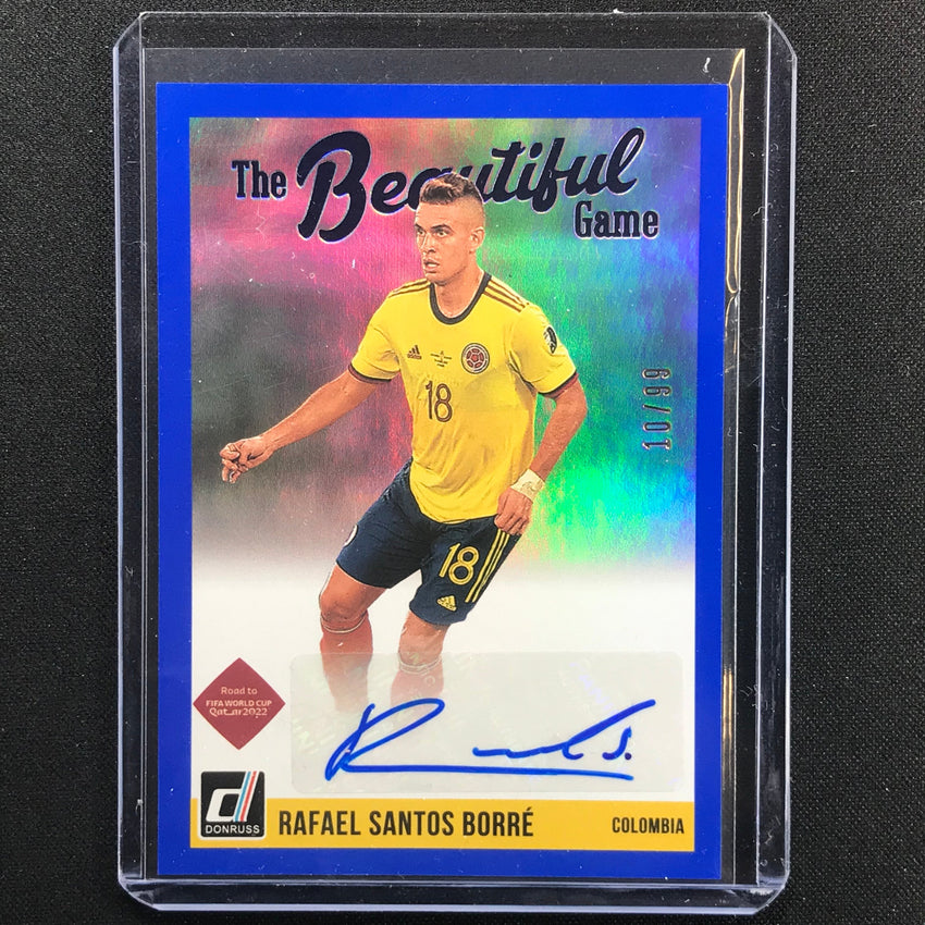 2021-22 Donruss Road To Qatar Rafael Santos Borre Beautiful Game Auto Blue 10/99