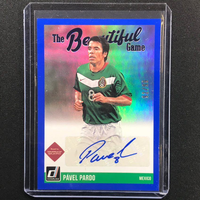 2021-22 Donruss Road To Qatar Pavel Pardo The Beautiful Game Auto Blue 92/99