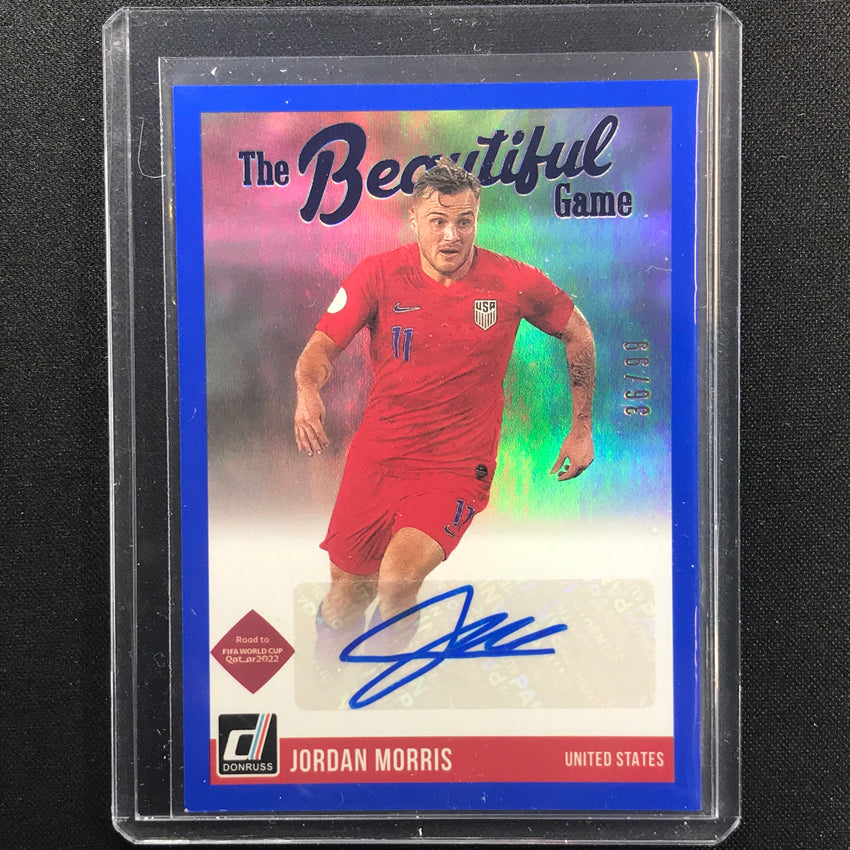 2021-22 Donruss Road To Qatar Jordan Morris The Beautiful Game Auto Blue 36/99