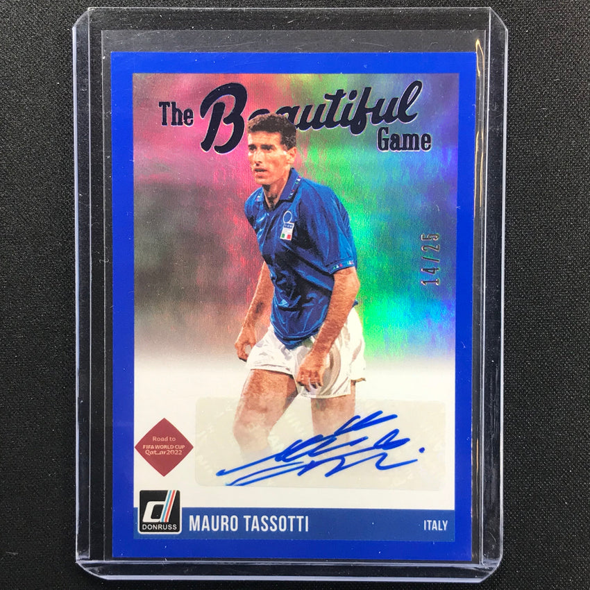 2021-22 Donruss Road To Qatar Mauro Tassotti The Beautiful Game Auto Blue 14/25