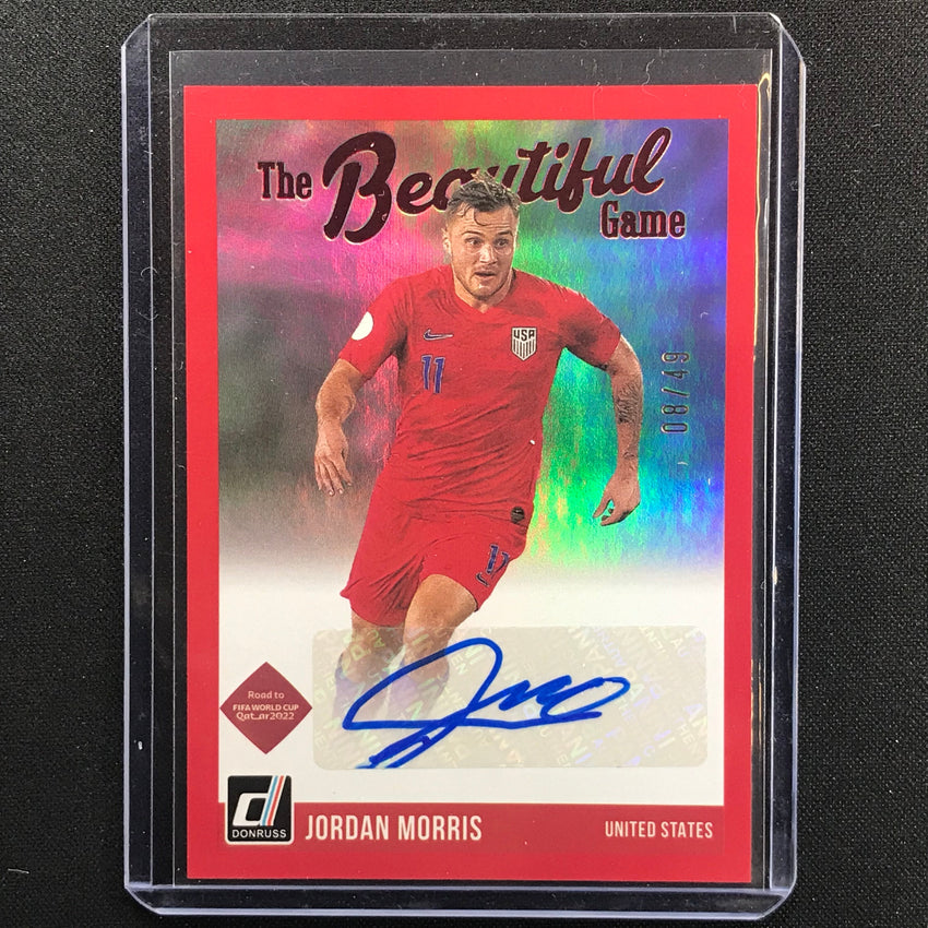 2021-22 Donruss Road To Qatar Jordan Morris The Beautiful Game Auto Red 8/49