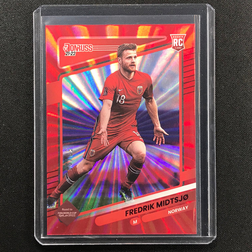 2021-22 Donruss Road To Qatar Frederik Midtsjo Rookie Holo Red Laser 53/99