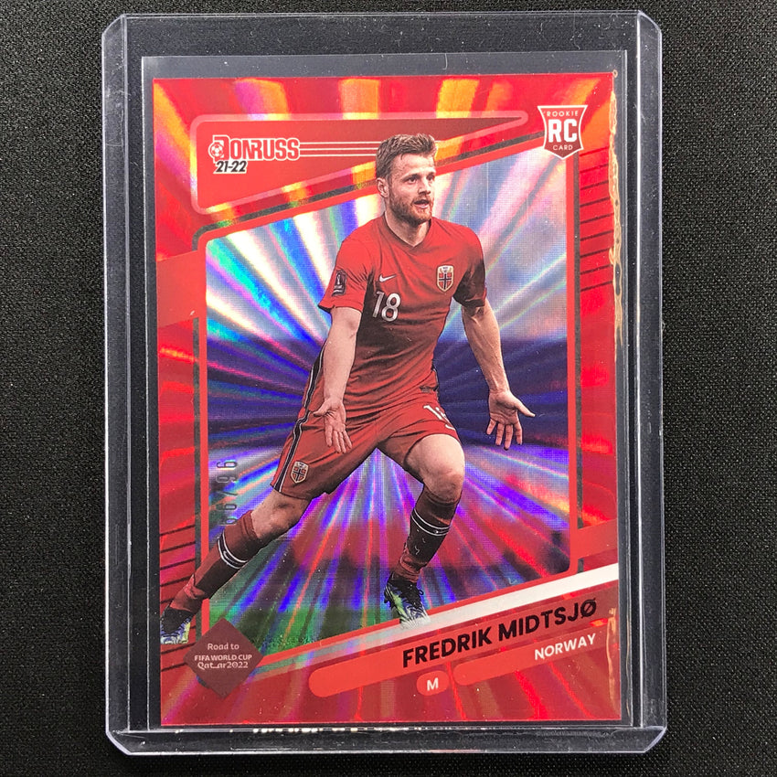 2021-22 Donruss Road To Qatar Frederik Midtsjo Rookie Holo Red Laser 96/99