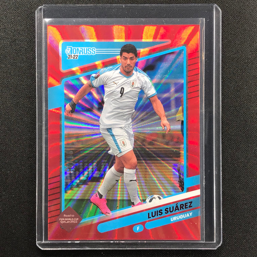 2021-22 Donruss Road To Qatar Luis Suarez Holo Red Laser 98/99