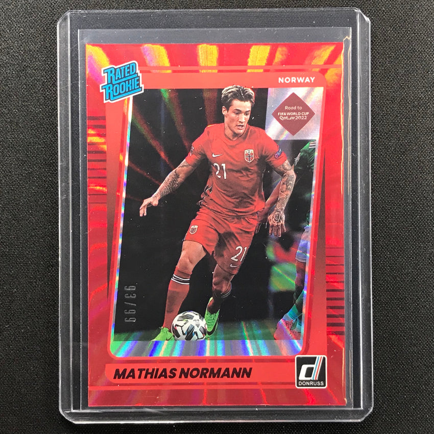 2021-22 Donruss Road To Qatar Mathias Normann Rated Rookie Holo Red Laser 93/99
