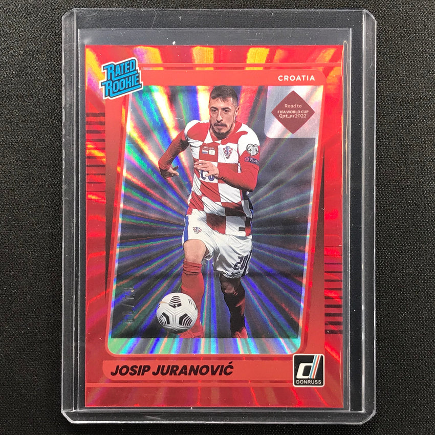 2021-22 Donruss Road To Qatar Josip Juranovic Rated Rookie Holo Red Laser 64/99