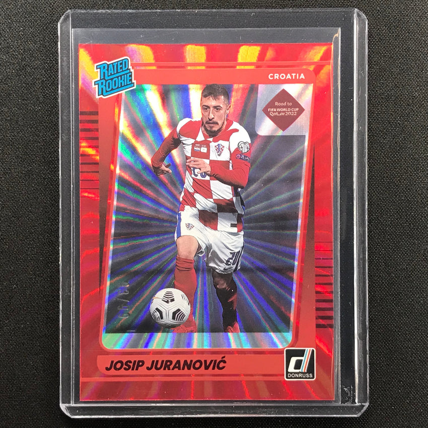 2021-22 Donruss Road To Qatar Josip Juranovic Rated Rookie Holo Red Laser 93/99