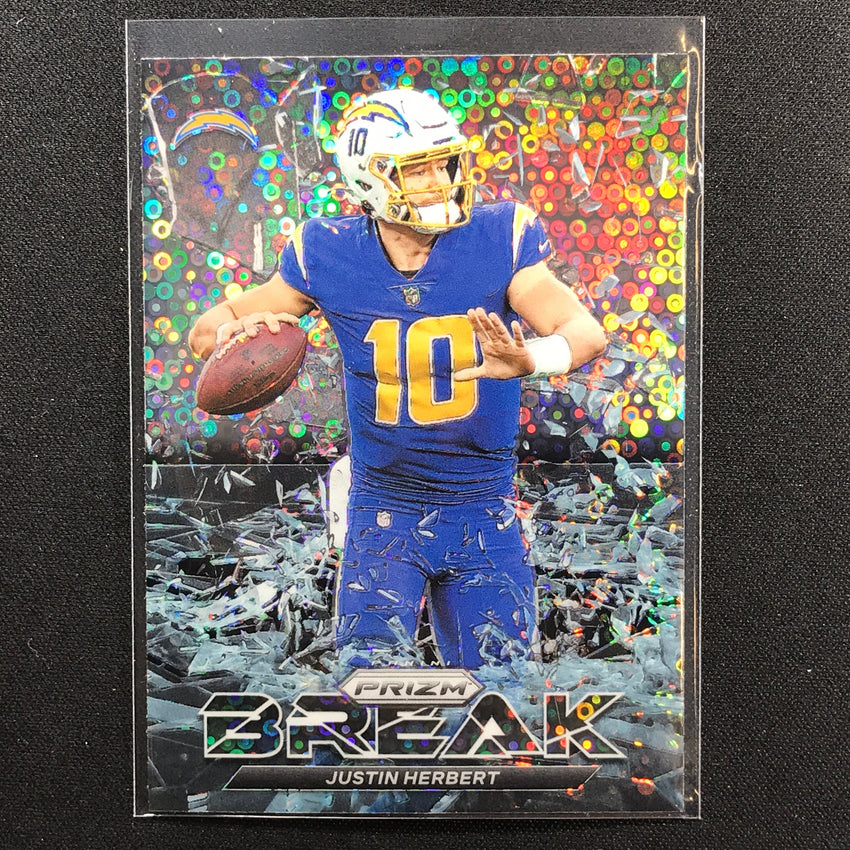 2021 Prizm Justin Herbert Prizm Break No Huddle Silver Disco No 1
