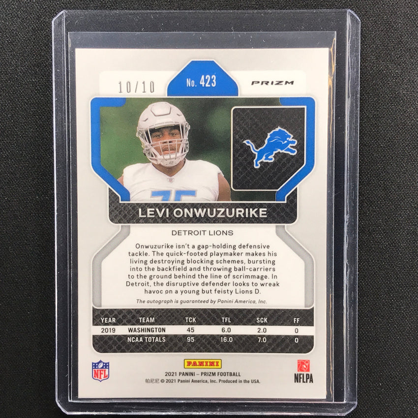 2021 Prizm Levi Onwuzurike No Huddle Rookie Auto Gold Disco 10/10