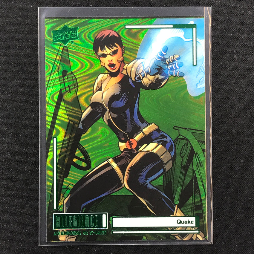 2023 Marvel Allegiance Avengers Vs. X-men Quake Base Green Reality 201/249-Cherry Collectables