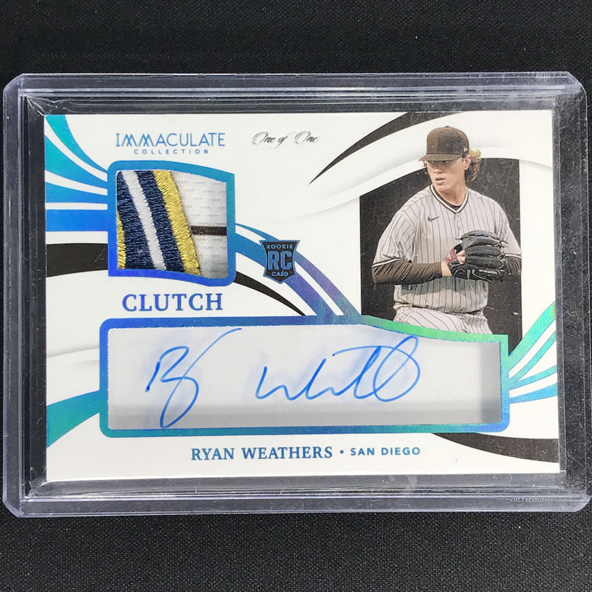 2021 Immaculate Ryan Weathers Clearly Clutch Rookie Patch Auto Platinum 1/1