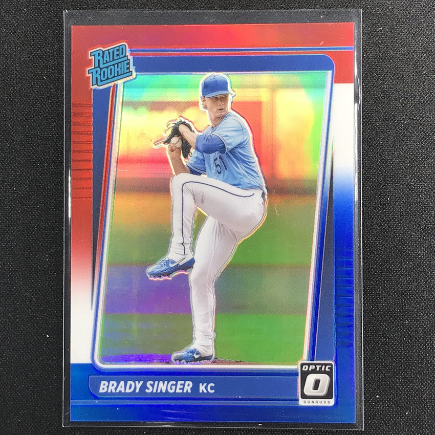 2021 Donruss Optic Brady Singer Rated Rookie Red White Blue 182/199