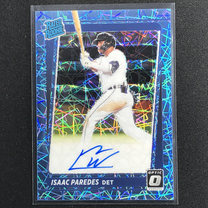 2021 Donruss Optic Isaac Paredes Rated Rookie Auto Carolina Blue Velocity 59/75