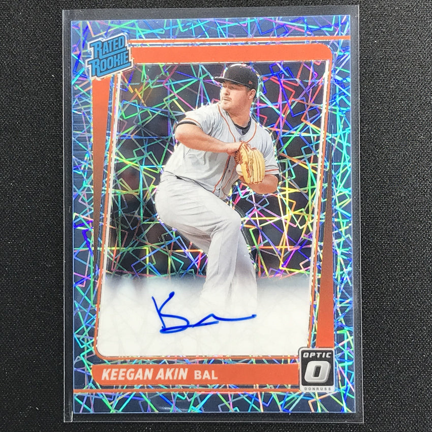 2021 Donruss Optic Keegan Akin Rated Rookie Auto Carolina Blue Velocity 32/75