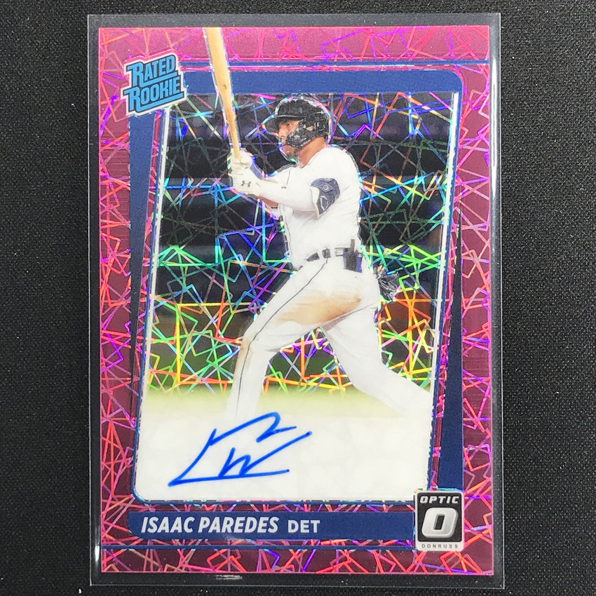 2021 Donruss Optic Isaac Paredes Rated Rookie Auto Pink Velocity 44/75
