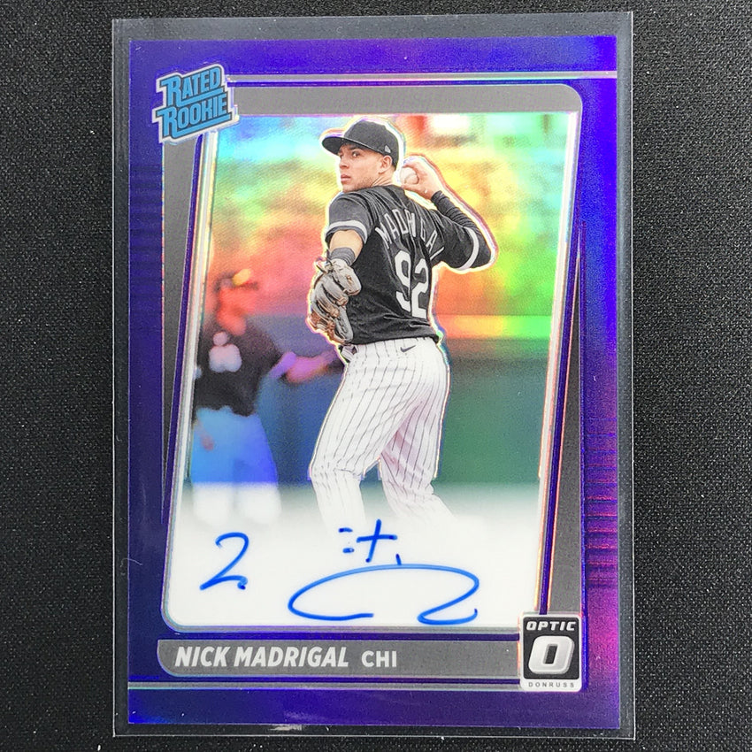 2021 Donruss Optic Nick Madrigal Rated Rookie Signatures Auto Purple 53/75