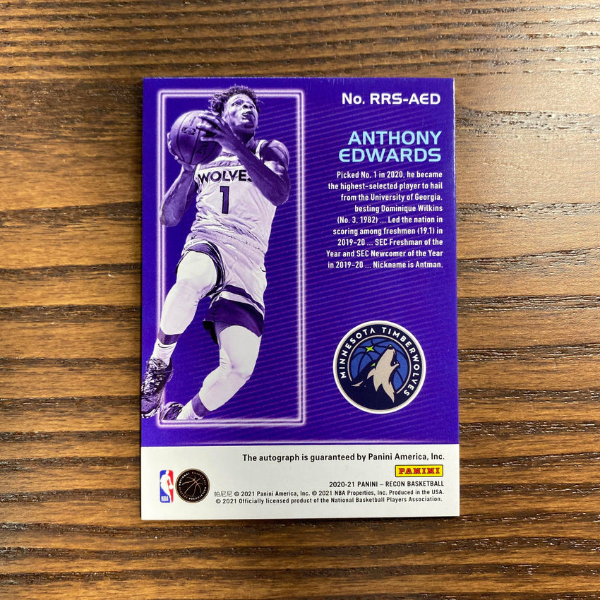 2020-21 Recon Anthony Edwards Rookie Recon Signatures Auto No Aed