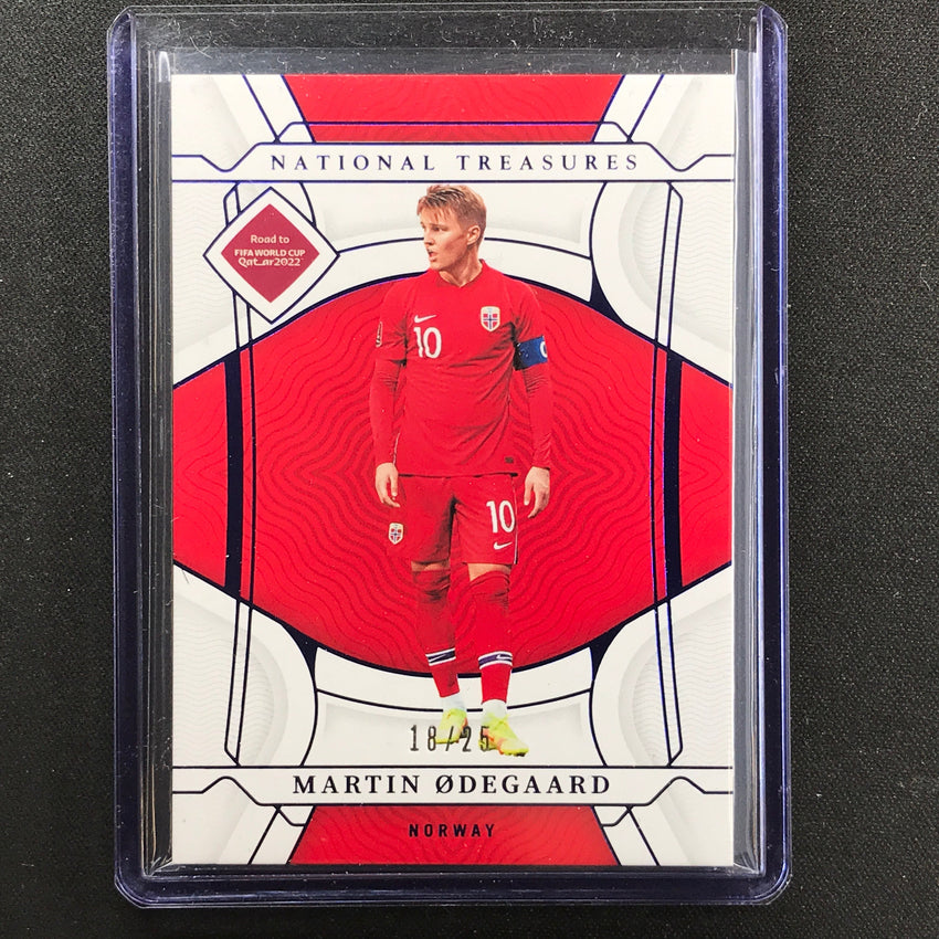 2022 National Treasures World Cup Qatar Martin Odegaard Base Sapphire 18/25
