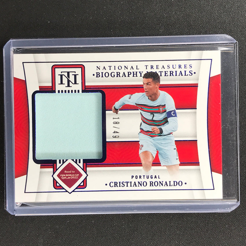 2022 National Treasures World Cup Qatar Cristiano Ronaldo Biography Relic 18/49