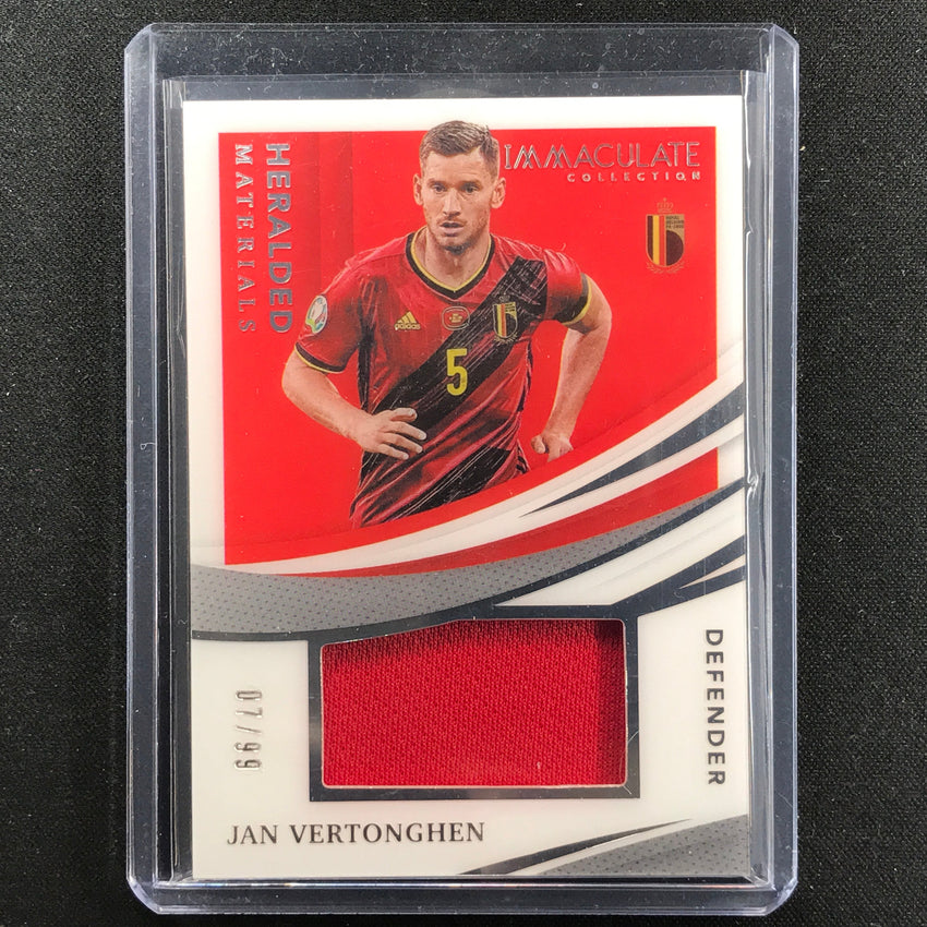 2021 Immaculate Jan Vertonghen Heralded Materials Acetate Jersey Relic 7/99