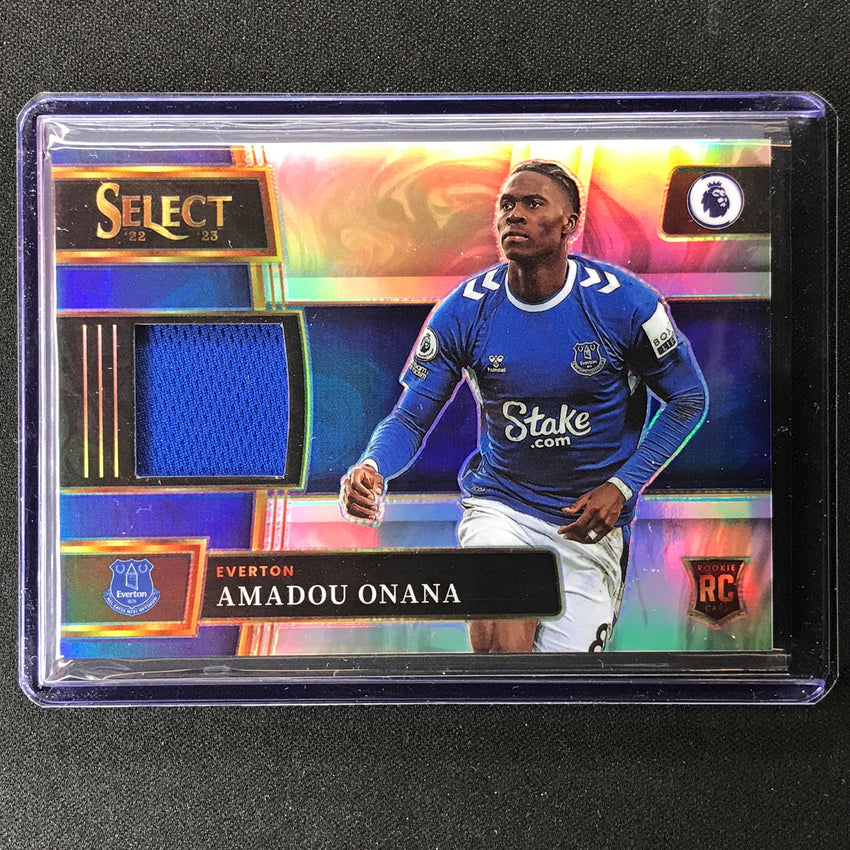 2022-23 Select Epl Amadou Onana Select Memorabilia Rookie Relic Silver Prizm Aoa