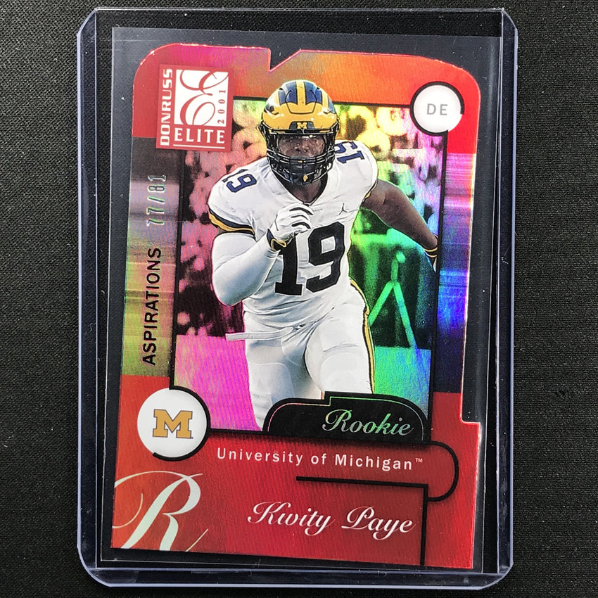 2021 Donruss Elite Kwity Paye 2001 Elite Rookie Aspirations Die-cut Red 77/81