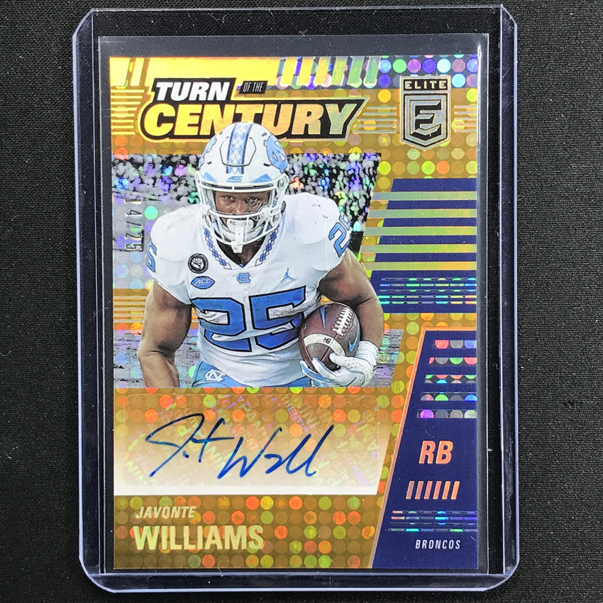 2021 Donruss Elite Javonte Williams Turn Of The Century Rookie Auto Orange 14/25