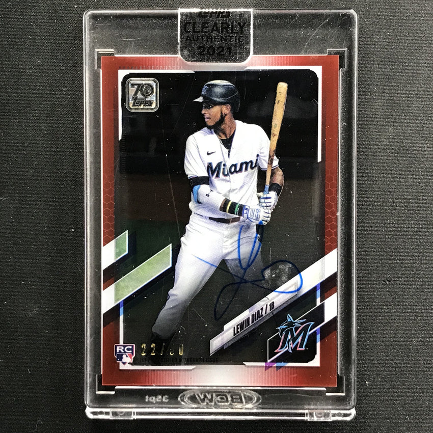 2021 Clearly Authentic Lewin Diaz Rookie Auto Vertical Red 22/50