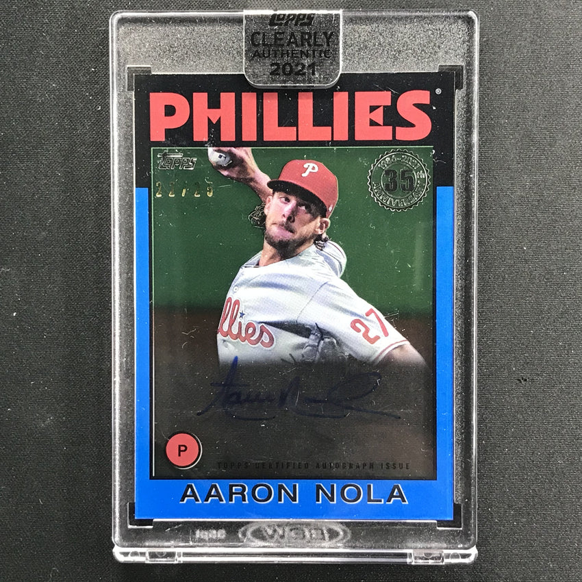 2021 Clearly Authentic Aaron Nola 1986 Topps Baseball Auto Blue 22/25