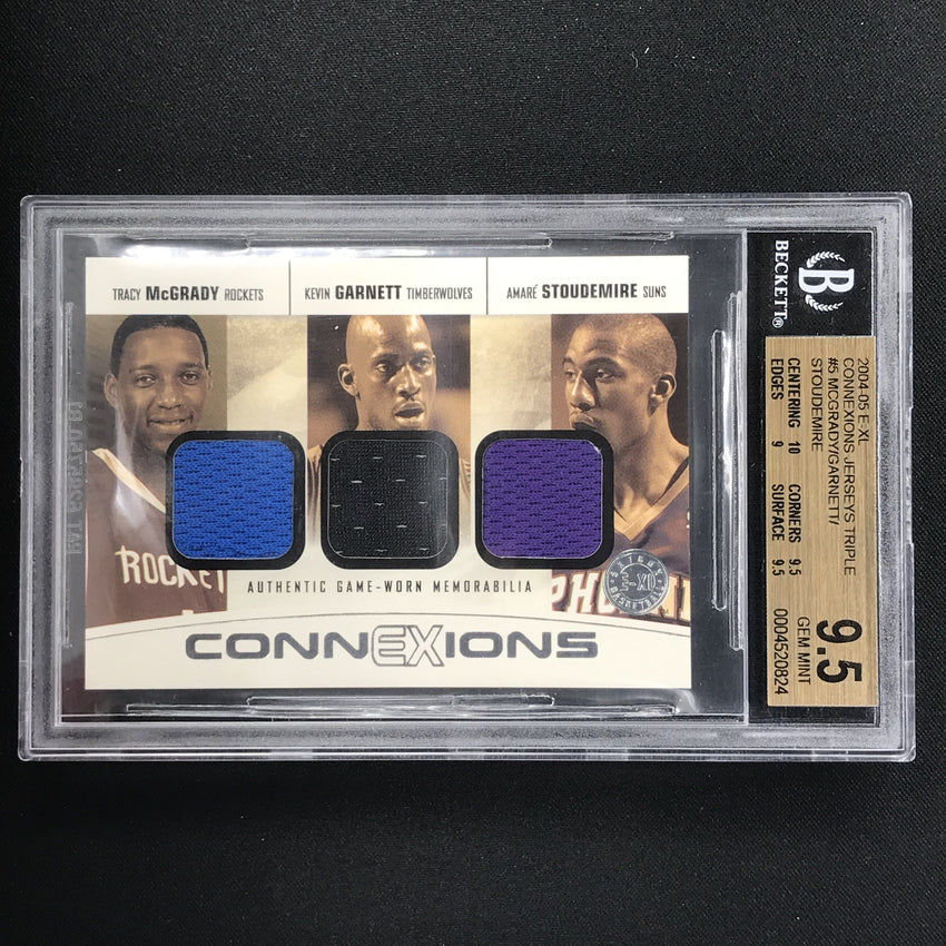 2004-05 Fleer E-XL MCGRADY GARNETT STOUDEMIRE Connexionbs Jerseys Triple 12/13 BGS 9.5-Cherry Collectables
