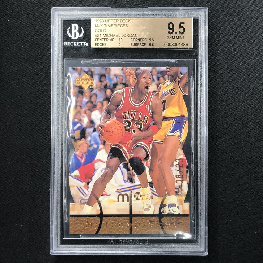 1998 Upper Deck MICHAEL JORDAN MJX Timepieces Gold 8/23 BGS 9.5-Cherry Collectables