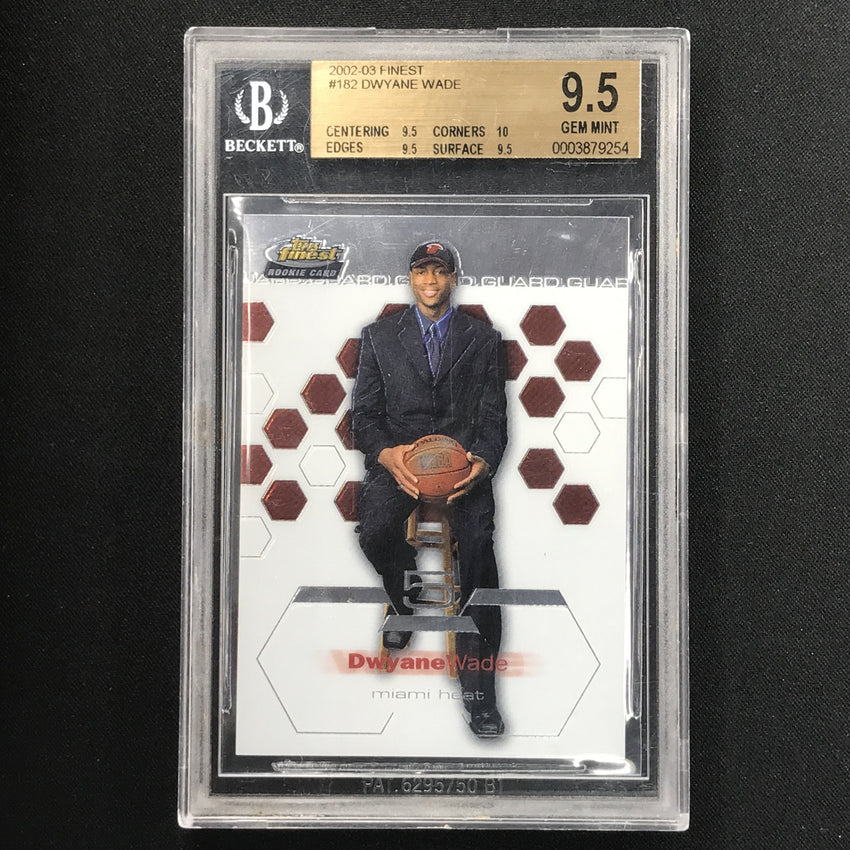 2002-03 Topps Finest DWYANE WADE Rookie Card BGS 9.5 #182-Cherry Collectables