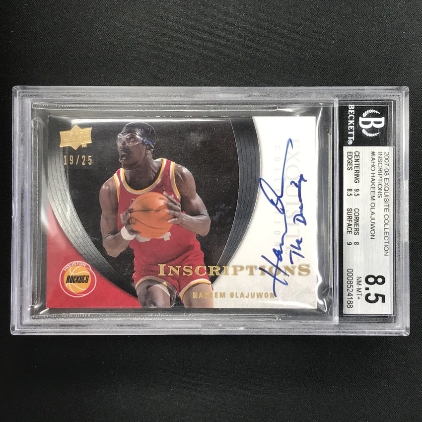 2007-08 Exquisite HAKEEM OLAJUWON Inscriptions Auto 19/25 BGS 8.5/10-Cherry Collectables