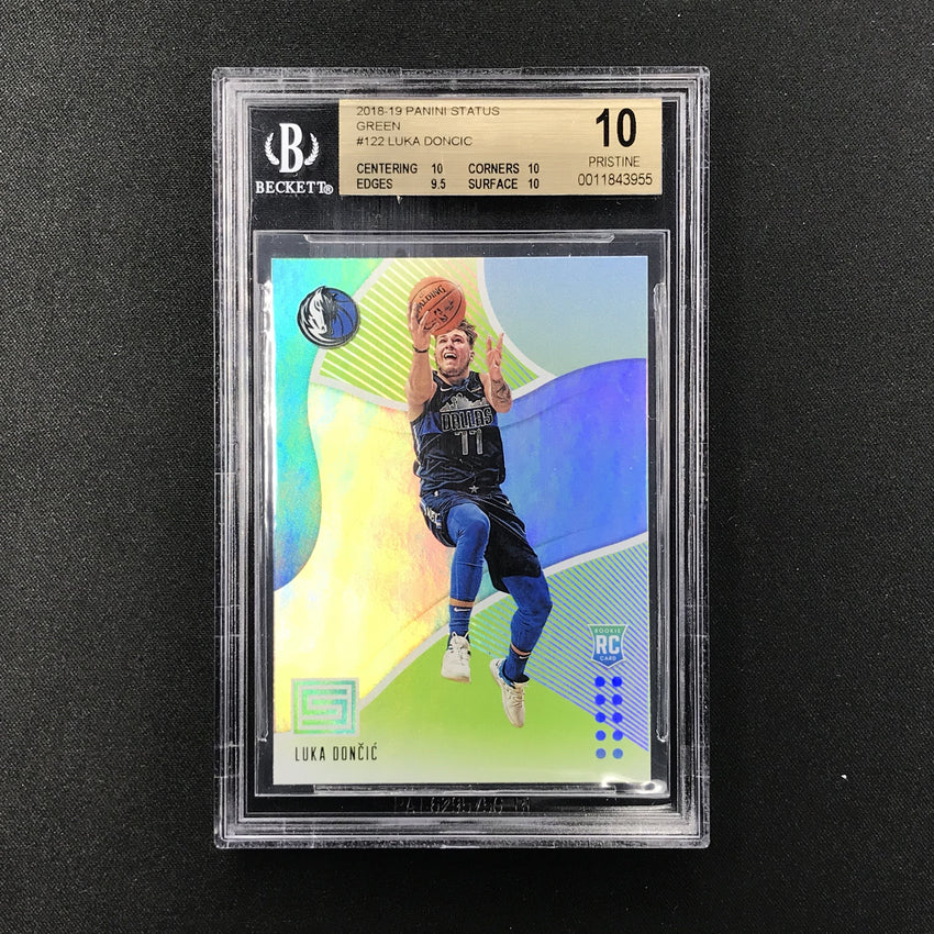 2018-19 Status LUKA DONCIC Green Rookie Holo Rookie BGS 10 Pristine-Cherry Collectables
